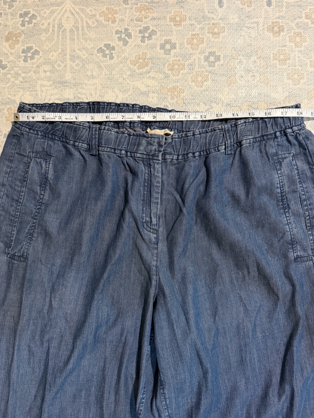 NWT Eileen Fisher, Tencel Denim, Slouchy Tapered, Smocked Waist, Minimalist - Picture 7 of 10